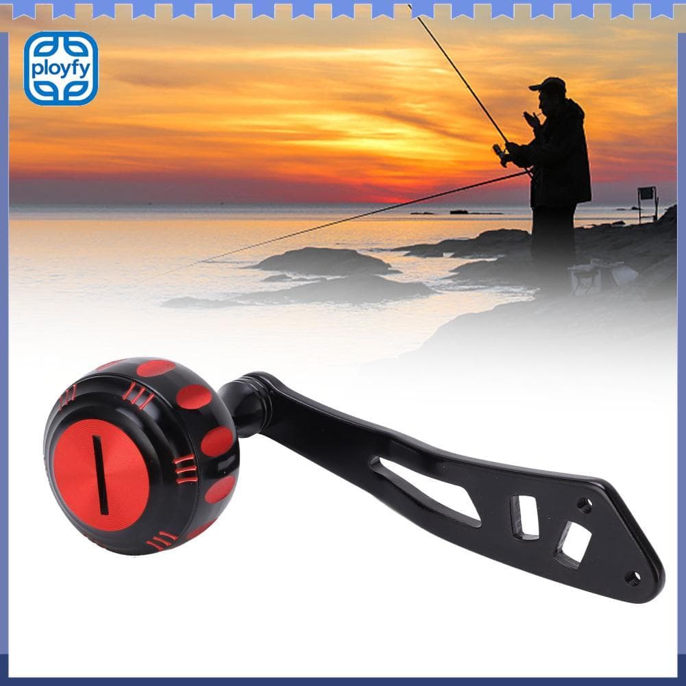 Ployfy Alça de carretel de pesca substituição power metal balancim botão acessório (preto vermelho)