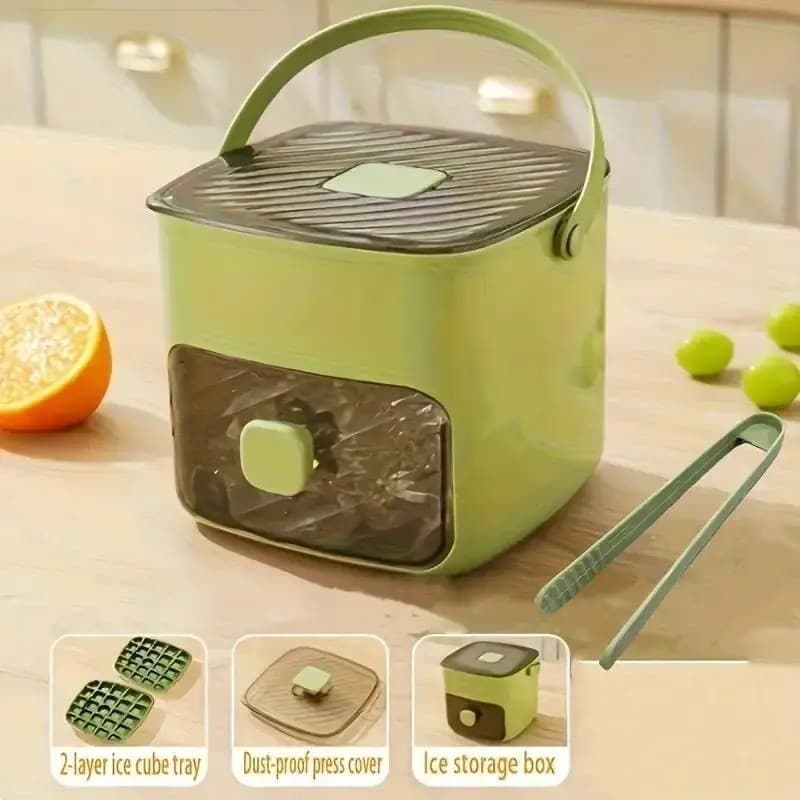 [Ofertas de Verão] Balde de Gelo Portátil, Forma de Gelo com 48 Células, Molde de Gelo, Ferramenta de Congelamento — Gra