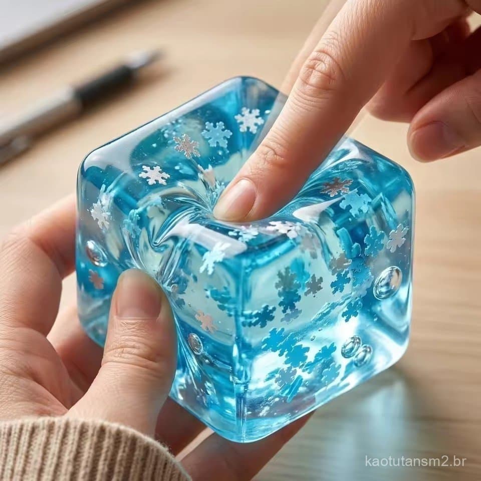 Cubos de gelo macios em forma de floco de neve, brinquedo sensorial de elevada lentidão de retorno à forma original, mac