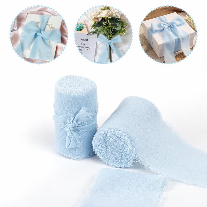 4cmx5m 2/3 Rolo p/Chiffon Silk Ribbons Wedding Invitation Fabric For Christmas Decoration Gift Packaging