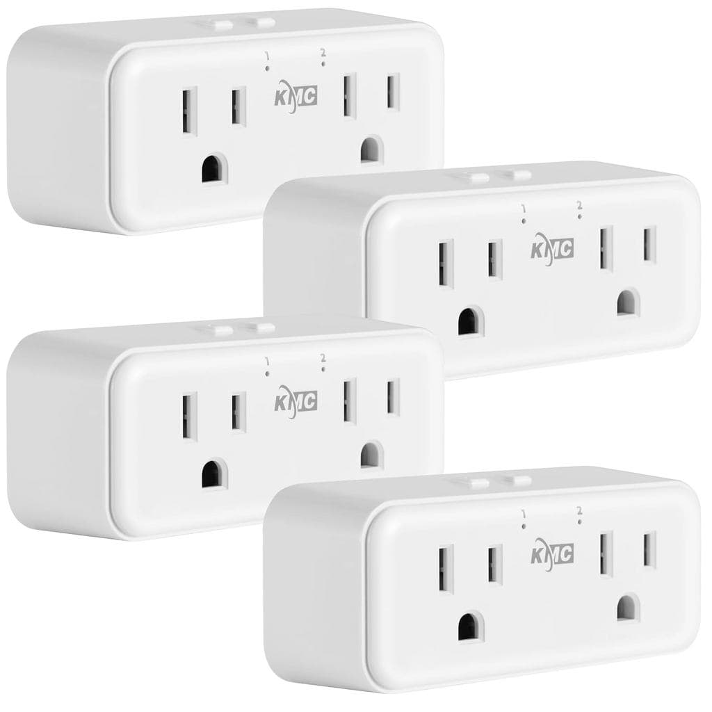 KMC Smart Plug Duo, Pacote com 4 Unidades, Extensor de Tomada de Parede com 2 Saídas, Divisor de Tomada Inteligente para