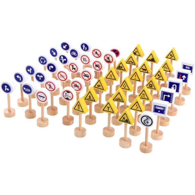 Totority Educational Traffic Sign Toy Set 50Pcs Building Blocks with Street Road Signs for Kids Early Childhood Cognitiv