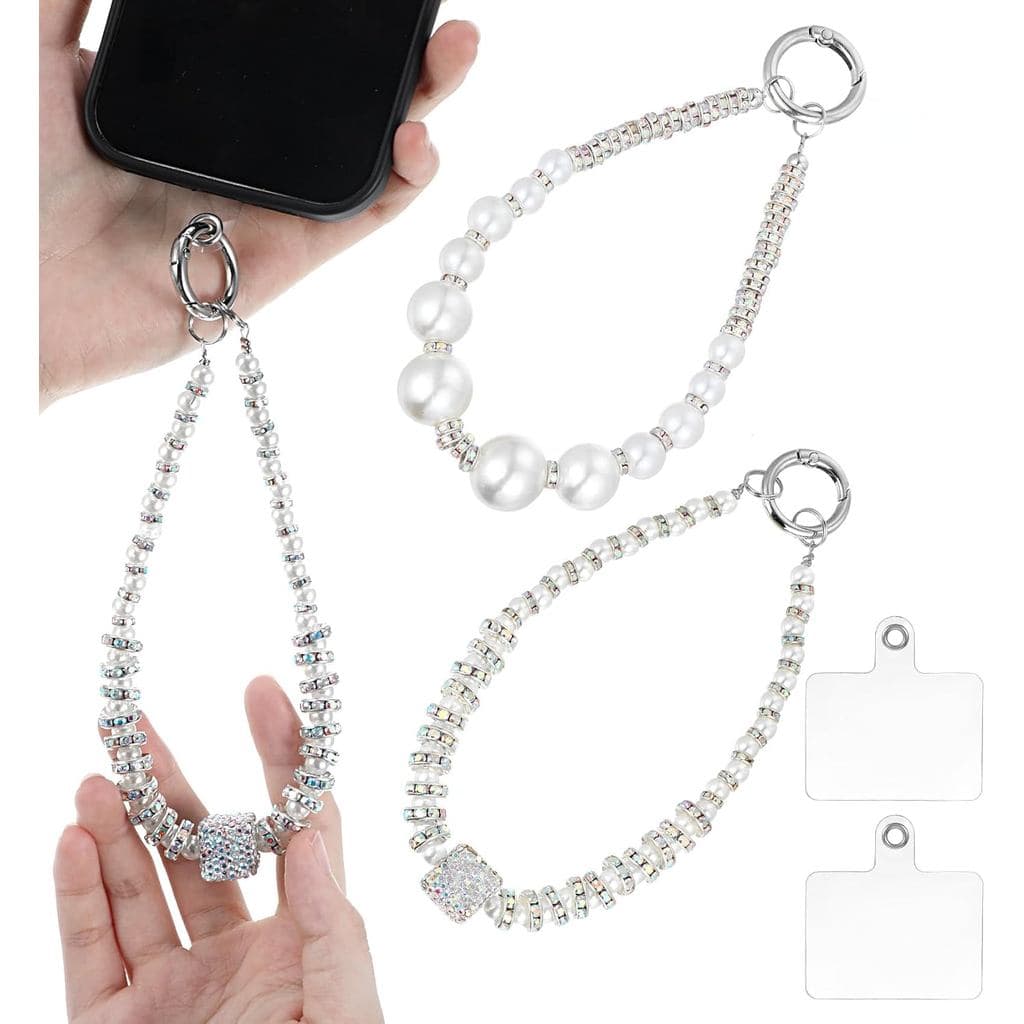 2 Peças de Cordão de Pérolas para Celular, Acessórios para Celular, Alça de Pulso Mãos Livres, Cordões Destacáveis para