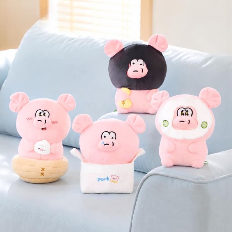 [Autêntico] Brinquedo de Pelúcia Piggy Power - Divertido e Fofo Porquinho Rosa, Almofada de Sofá, Travesseiro Infantil,