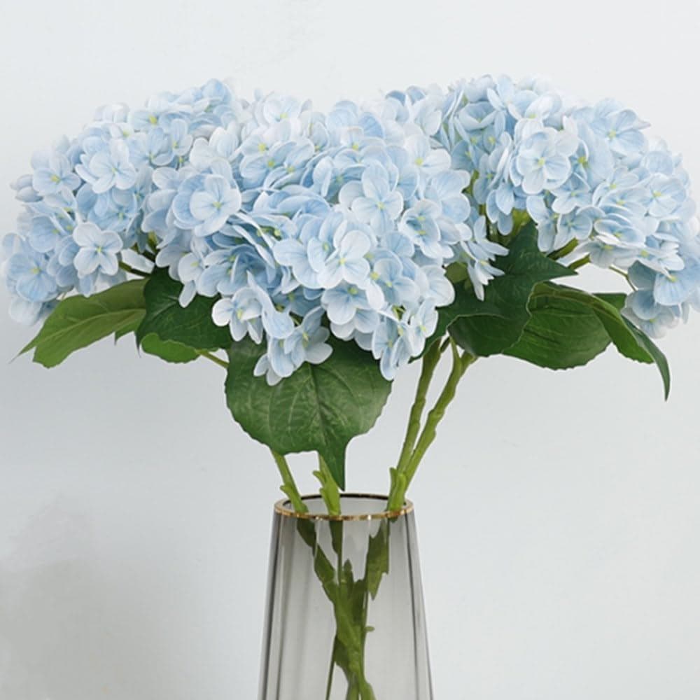 4 Peças de Hortênsia de Seda, 18 polegadas, Hortênsia Artificial Realista, Flores Grandes com Toque Real, Flores Artific