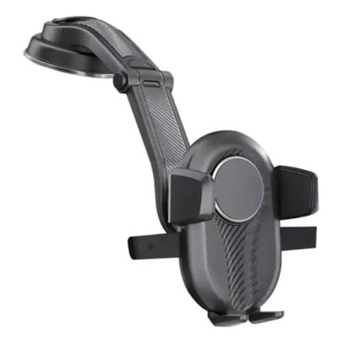 Suporte Veicular Tomate MGT-207 ABS Preto Giro 360 Ventosa Pinça Ajustável Painel Smartphone 3.5 a 6.5 Polegadas