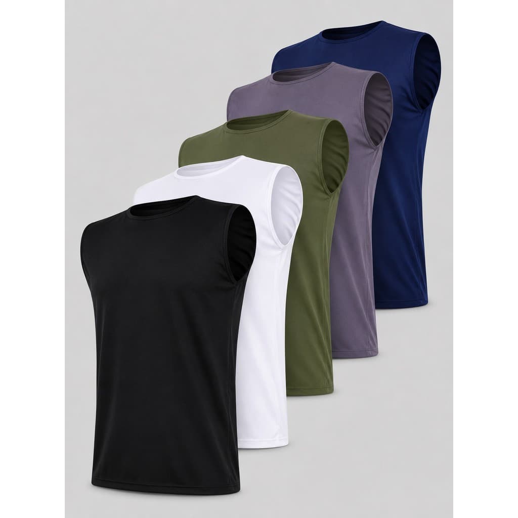 Kit 5 Regata Masculina Dry Fit Cavada Machão Camiseta Academia Treino Musculação Cross Bike Corrida