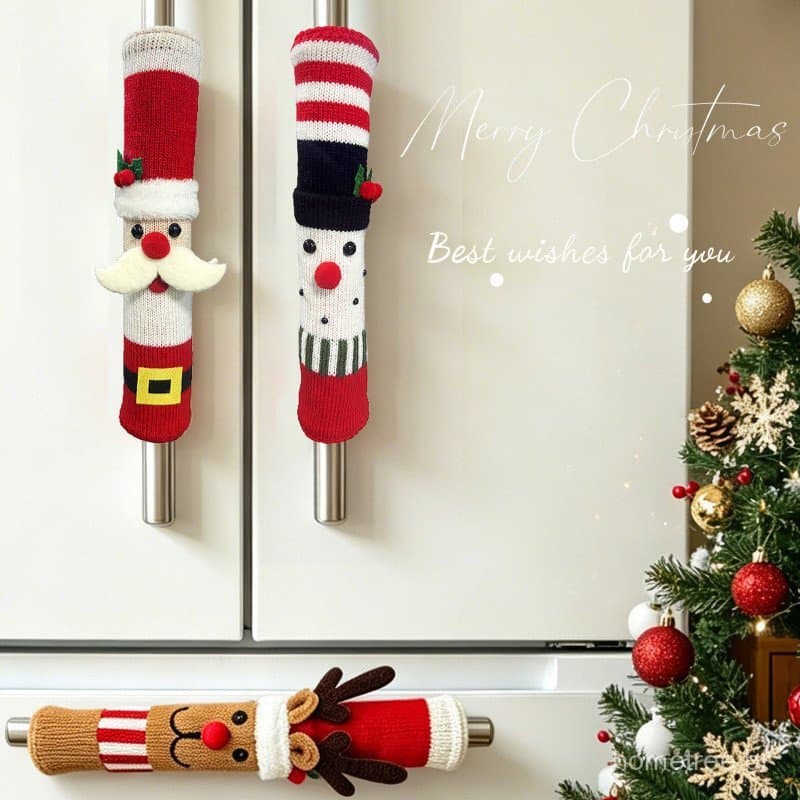 Natal dos desenhos animados luvas de geladeira tridimensional decoração de pelúcia malha luvas antiderrapantes casa aces