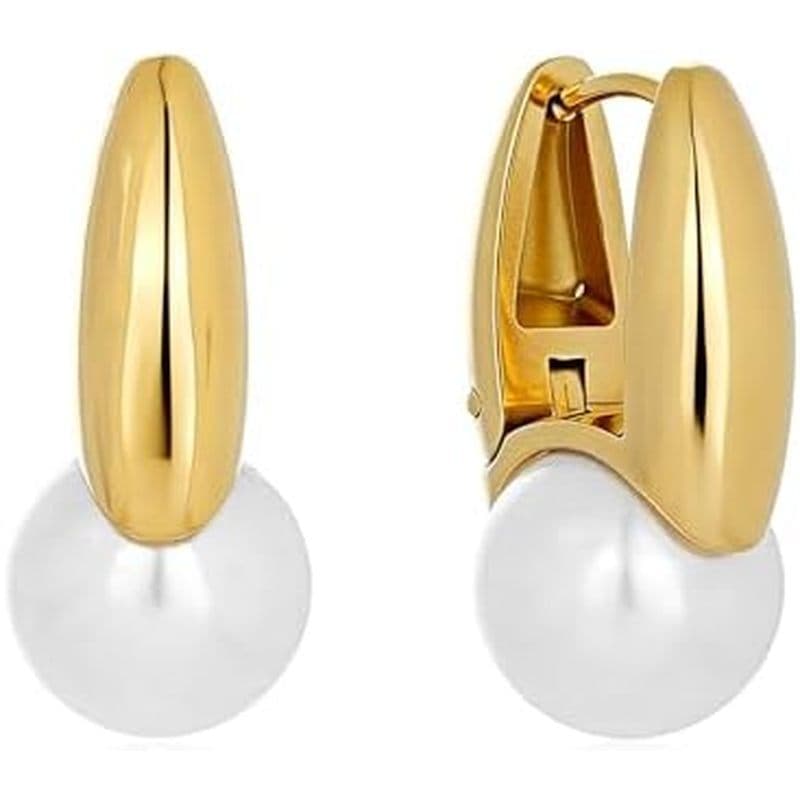 Brincos De Pedra Preciosa De Pérola Natural De Corte Redondo 18k Banhado A Ouro Em Forma De U Brinco De Argola Bola Turq