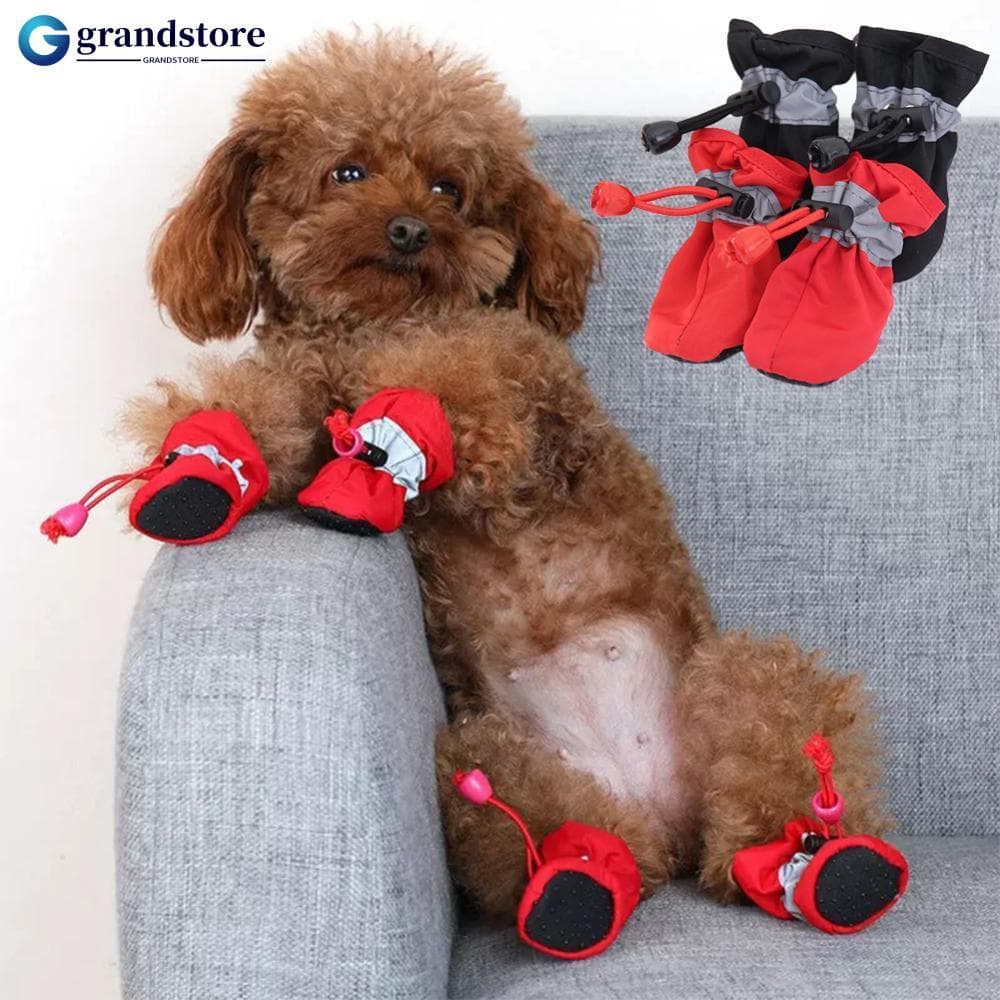 GRANDSTORE 4 Pçs À Prova Dwaterproof Água Anti Deslizamento Sapatos Para Cães De Estimação Chuva Botas De Neve Ao Ar Liv