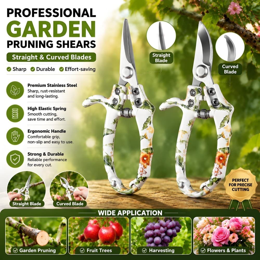 Tesoura de poda de jardinagem multifuncional de 23 cm Tesoura para colheita de frutas Tesoura de poda portátil pesada Te