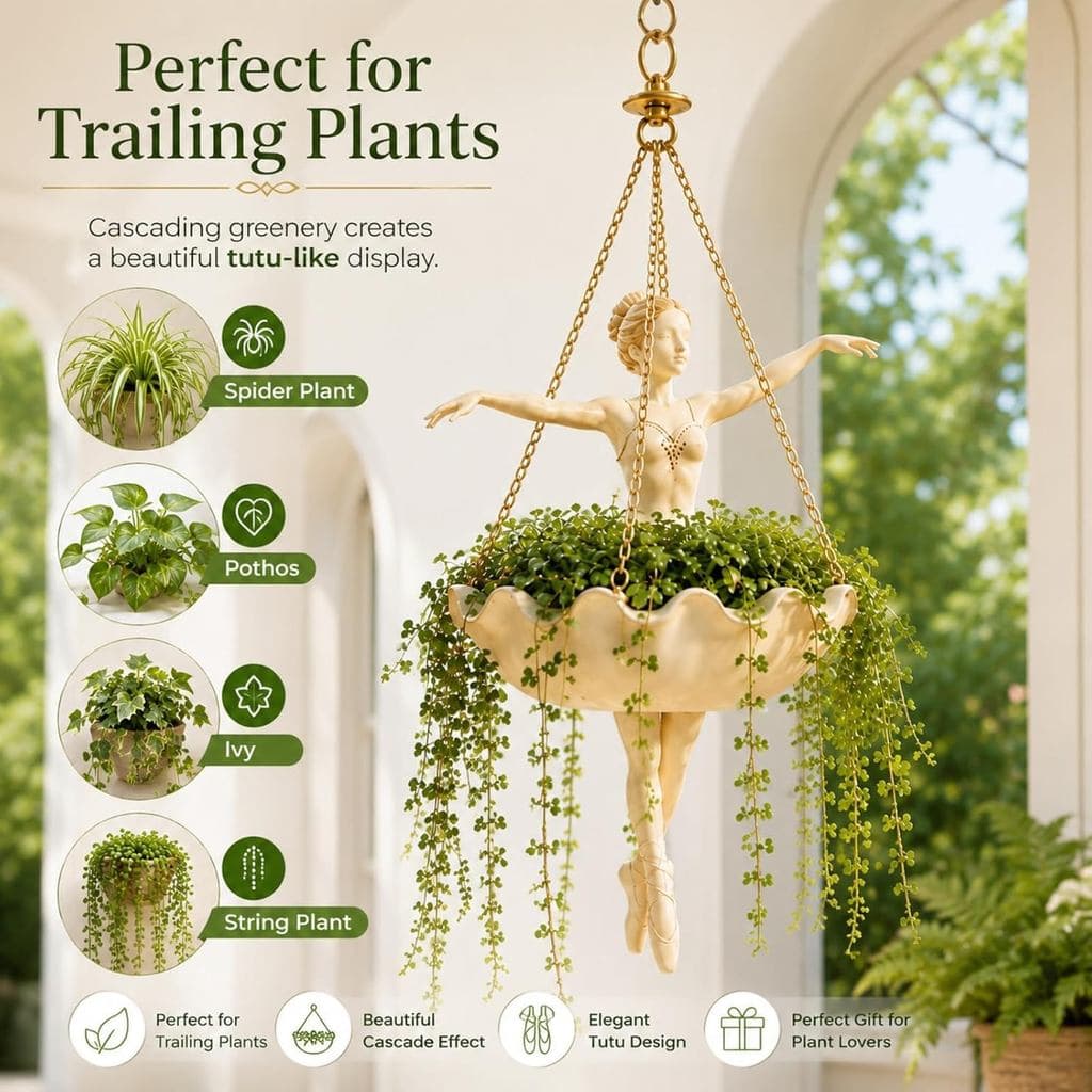 Vaso de Plantas Suspenso em Forma de Bailarina, Vaso de Flores de Resina para Decoração de Jardim |   Vaso em Forma de T