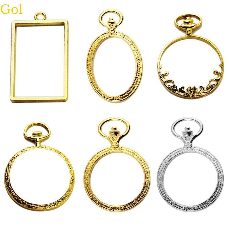 6x Conjunto Relógio Bolso Moldura Metal Configuração Resina Charme Para Brinco Artesanato Colar Jóias F
