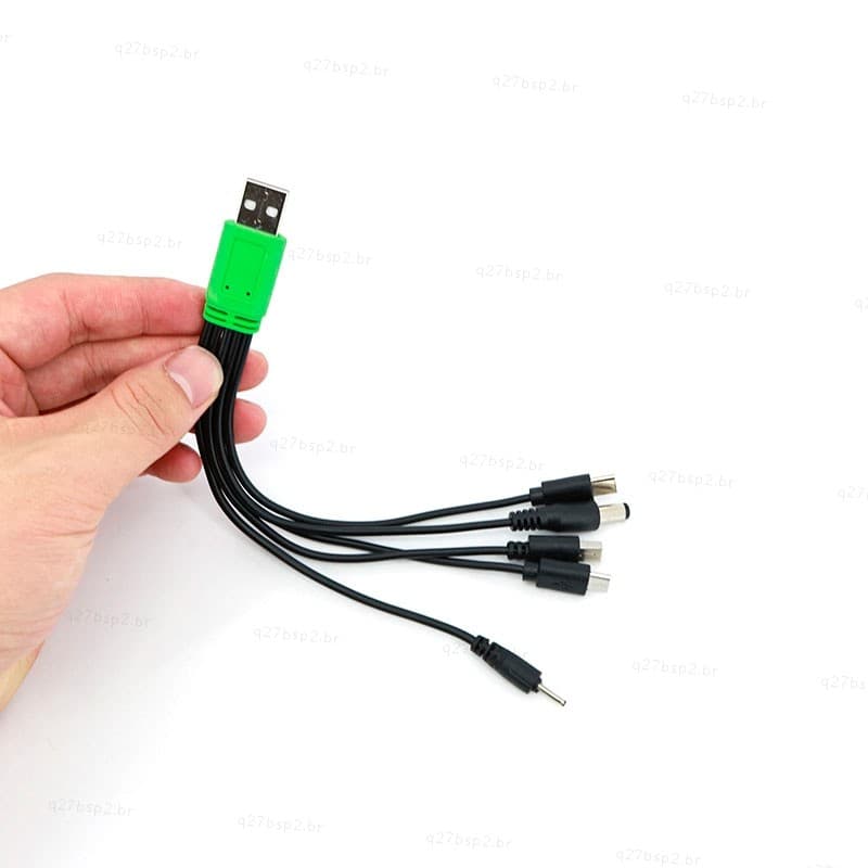 Cabo De Carregamento Múltiplo USB 5 Em 1 Macho Para Type C Micro DC 5.5x2.1mm 2.0x0.7mm Alimentação 20cm BR27B2