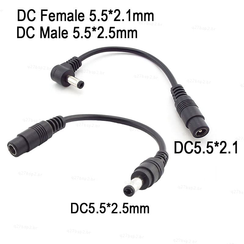 Cabo DC 5.5x2.5mm Macho Para 5.5x2.1mm Fêmea Anjo Adaptador 5.5 * 2.5mm Ângulo Reto De Carregamento De 90 Graus BR27B2