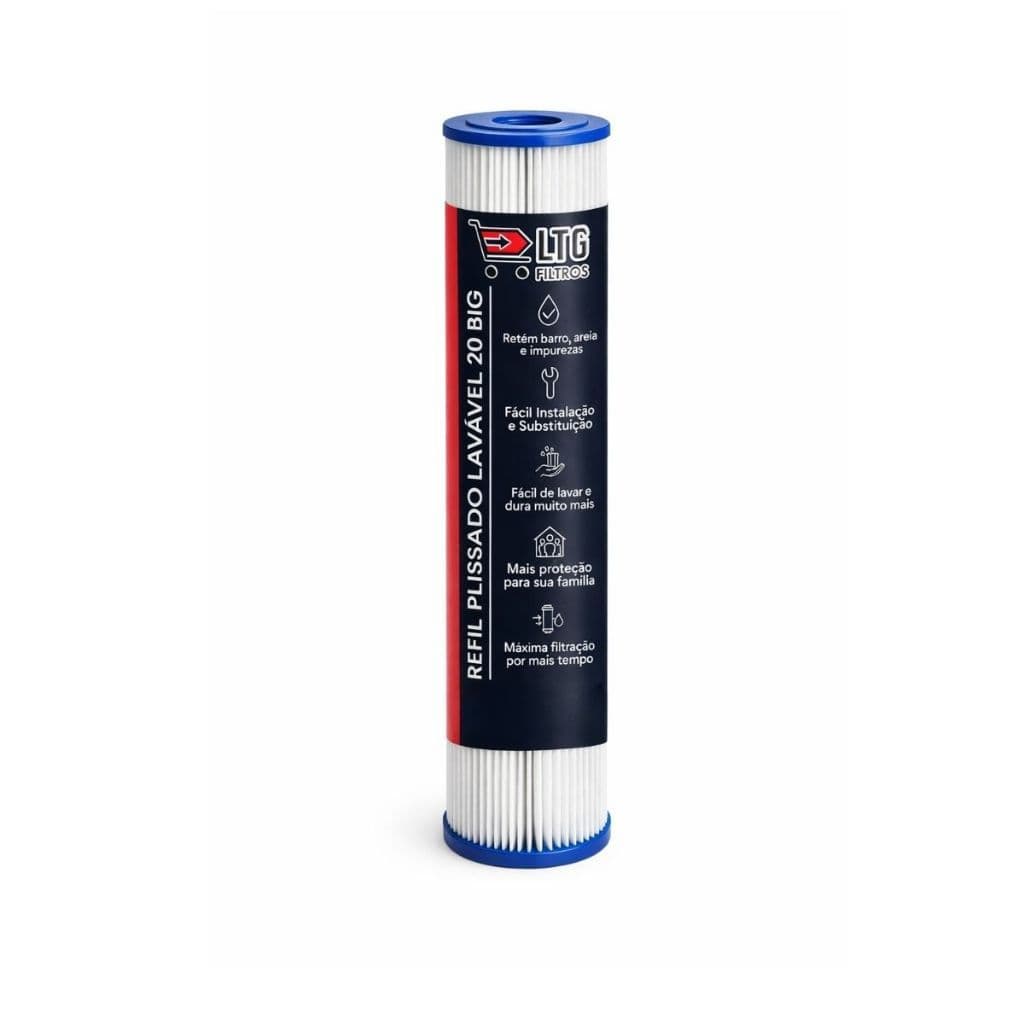 Refil Filtro Big Blue Plissado Lavável 5 Micra 20 X 4 1/2