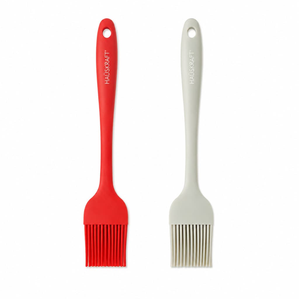 Pincel Culinário De Silicone Cinza e Vermelho  26,5cm Hauskraft