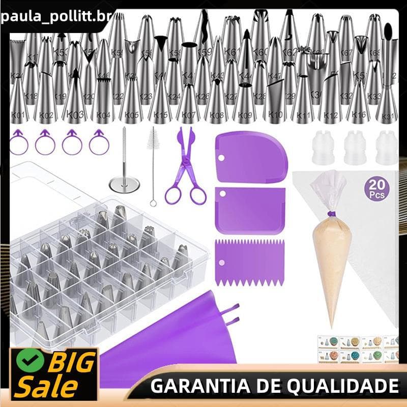 Conjunto De Sacos E Pontas De Tubulação De 90 Peças , Kit De Suprimentos De Decoração De Bolo Com 55 Gelo Numeradas , 20