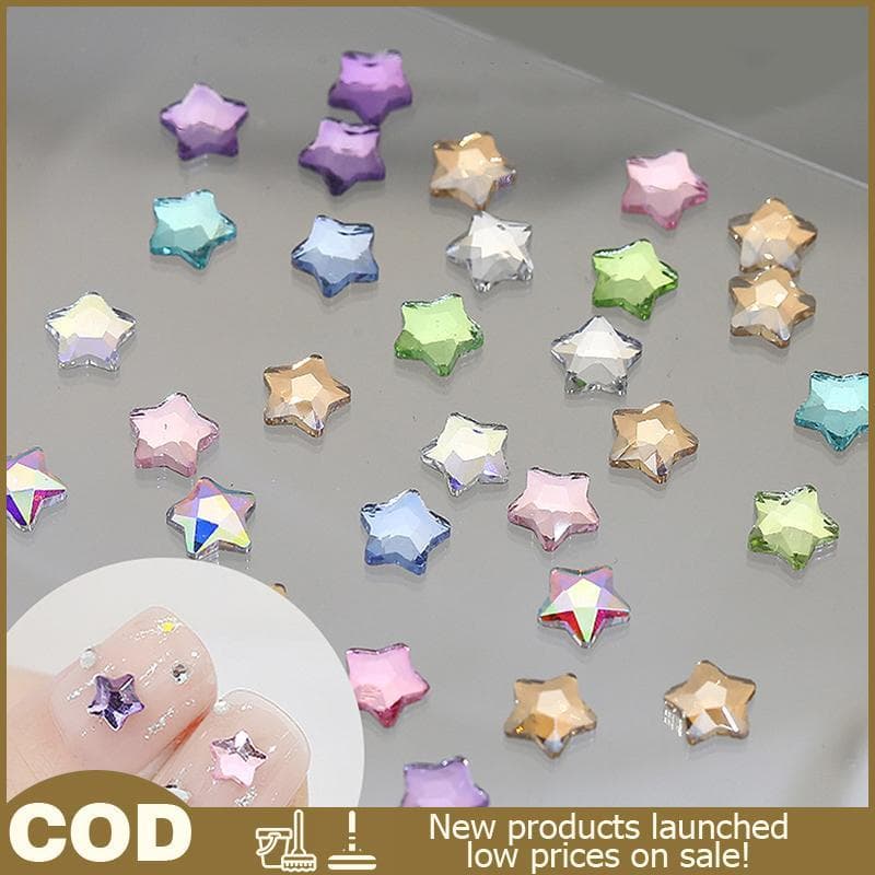 50 Pçs Estrela 4/6MM Brilhante Plana Ba Cristais Acrílicos Mini Arte Do Prego Strass Cor 3D DIY Manicure Decorações Diam