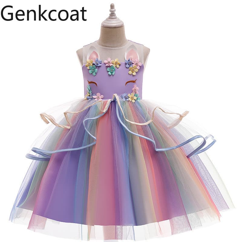 Venda quente europeu americano unicórnio saia curta Pettiskirt crianças vestido meninas vestido de princesa crianças rou
