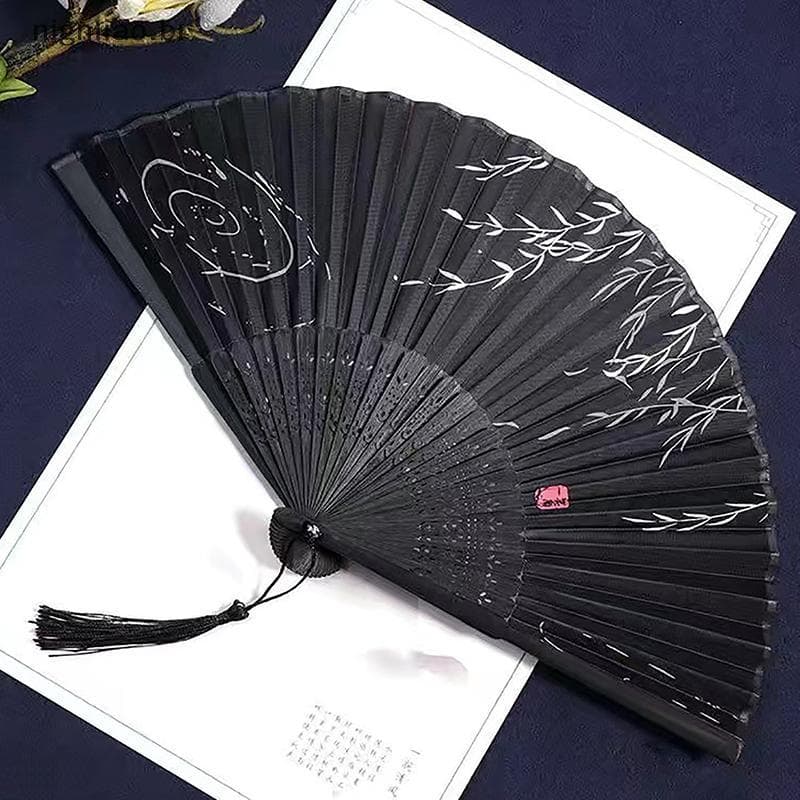 nignliao Leque Dobrável Antigo De Bambu Estilo Chinês Ventilador De Dança Feminino De Verão Portátil Elegent Flor De Mão