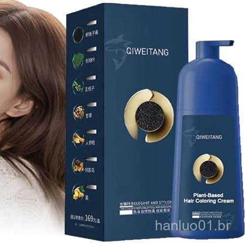 Shampoo Tintura de Cabelo Qiweitang - Shampoo Colorante de Cabelo Qiweitang, Creme Colorante de Cabelo à Base de Plantas