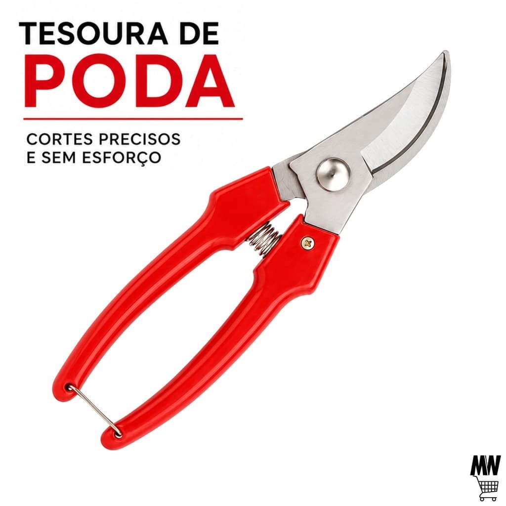 Tesoura Poda de Jardinagem Profissional Corte Afiado Aço Leve com Segurança e Limpeza de Arvores