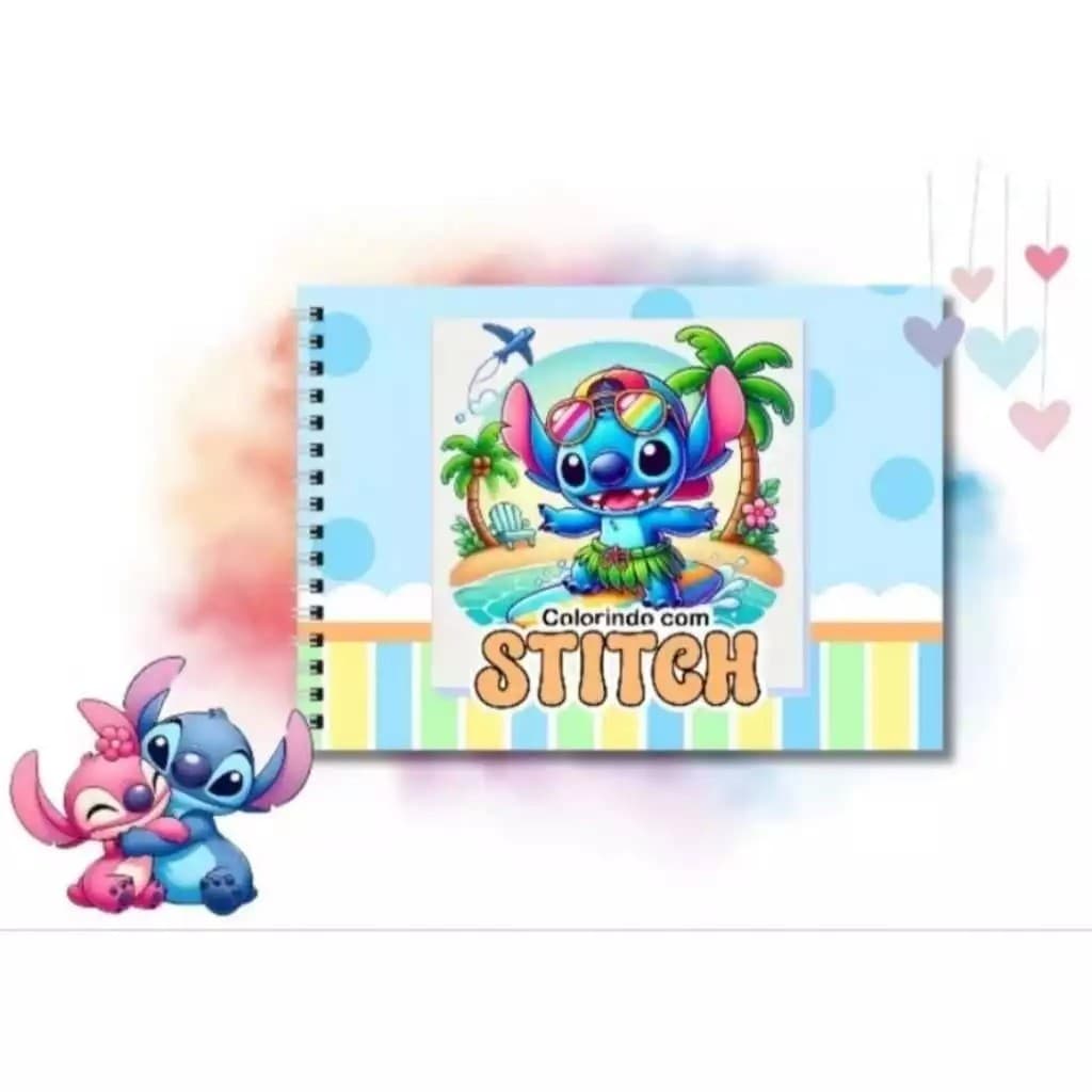 Livro de Colorir Stitch Com Capa Dura, Caderno de Desenho Pintura 50 Páginas