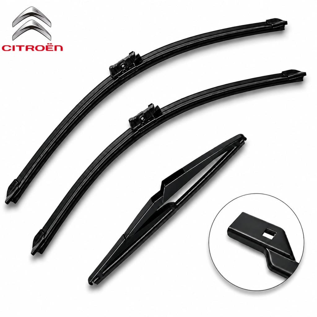 Kit Palhetas Limpador Para-brisa Silicone Limpeza Silenciosa Modelo Citroen