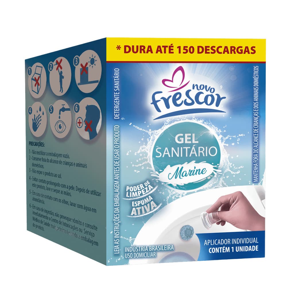 Gel Sanitário Desodorizador Adesivo Marine 1 Aplicador Com Refil Novo Frescor 7g