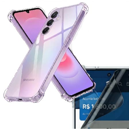 Capa Capinha Tpu Transparente Para Samsung Galaxy A15 + Película De Privacidade