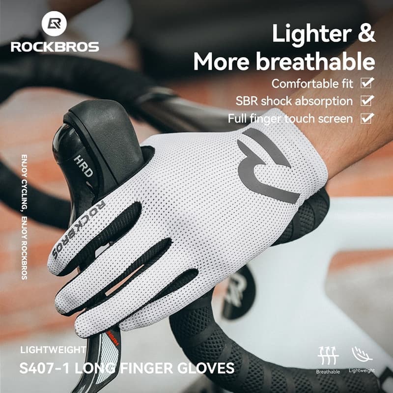 ROCKBROS Luvas De Ciclismo Dedo Longo Das Mulheres Dos Homens Verão Outono Respirável Choque Absorvente Tela Toque MTB B