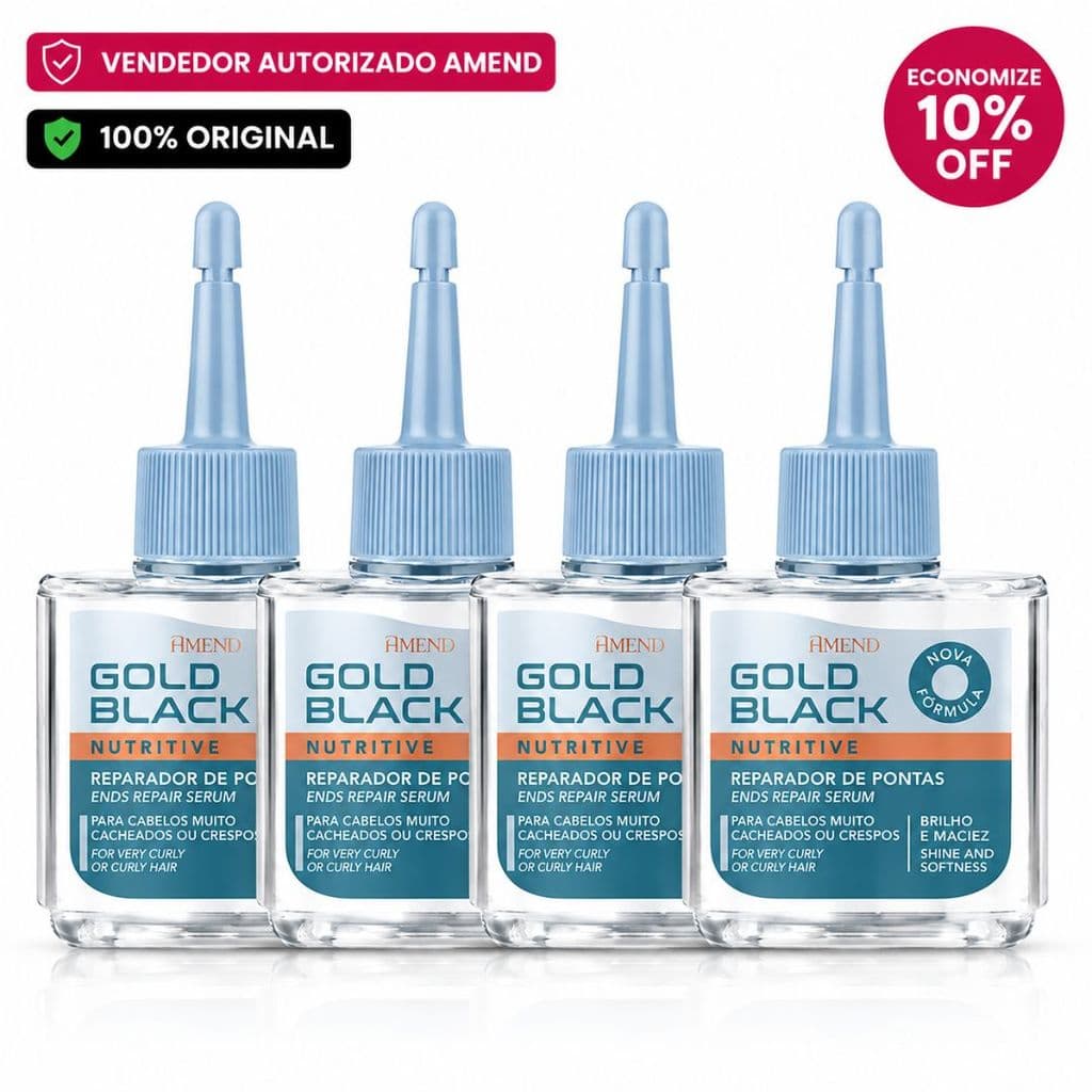 Kit 4 Óleo Reparador de Pontas Amend Gold Black Nutritivo 30ml