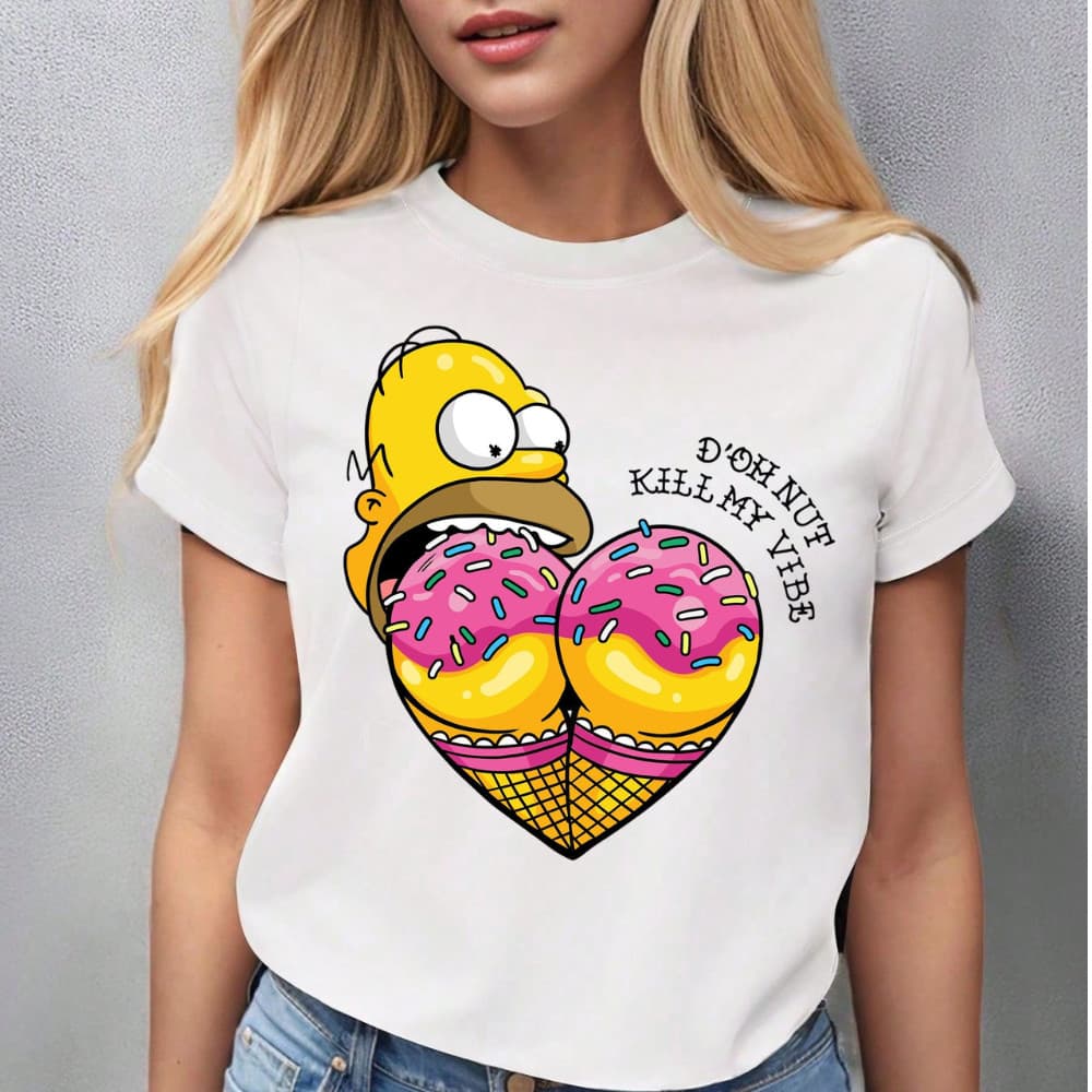 Camisa Básica Feminina Bart Estampada Camiseta Casual Para Dia A Dia Estilosa 100% Algodão Confortavel