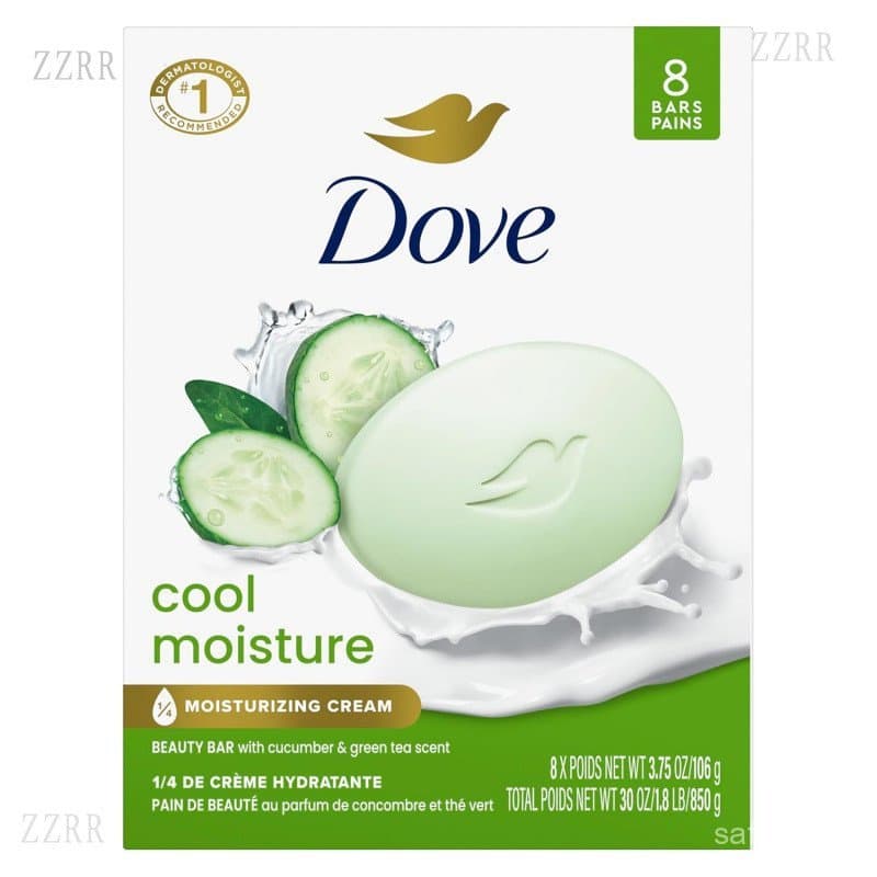 Sabonete de Beleza Hidratante Refrescante Dove, pacote com 8 unidades, limpador refrescante, 3,75 onças, contém ingredie