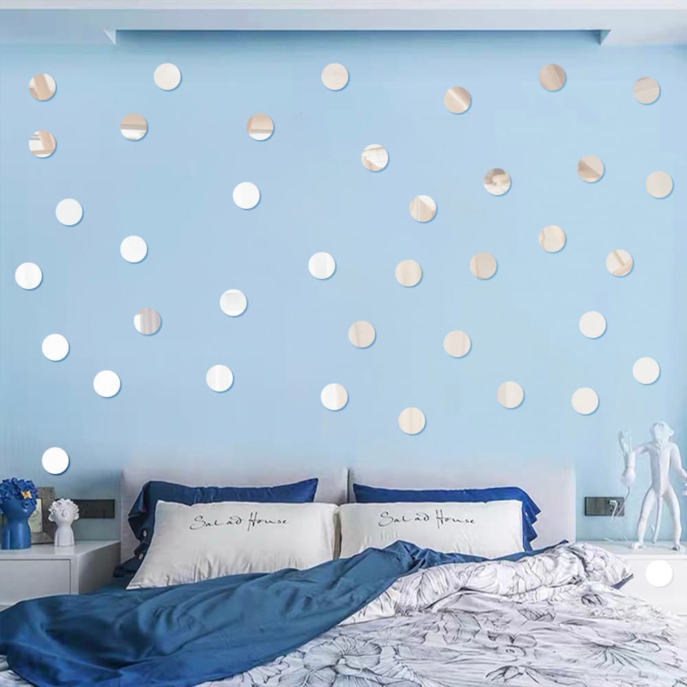 Adesivos de parede espelhados com pontos, combinação de múltiplas especificações, adesivos decorativos, sala de estar, q