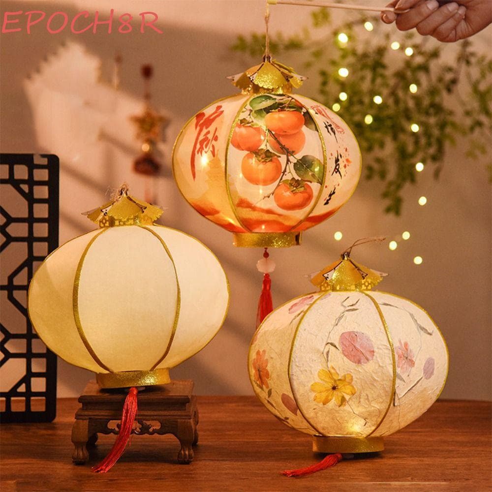 Lanterna Retrô EPOCH8R Mid-Autumn Festival , Brilhante Com Borla De Flor Chinesa , Portátil DIY