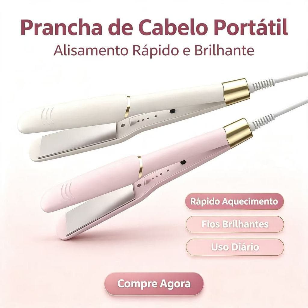 Escova Alisadora 2em1 Sem Fio LCD Íons Negativos Portátil Recarregável Alisador Modelador Cabelo
