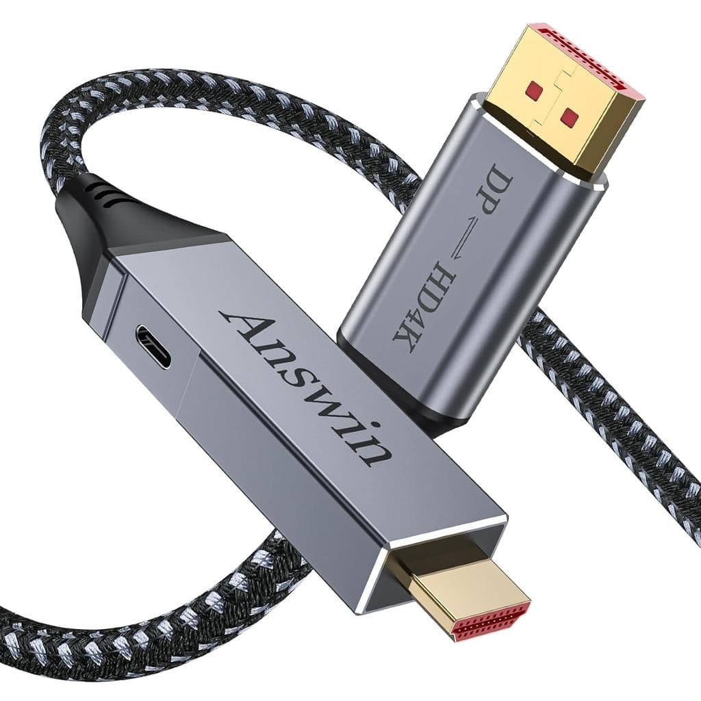 Cabo HDMI bidirecional para DisplayPort 4K@60Hz PS5, Xbox, PC, Laptop, Monitor, TV, HDMI para DP e DisplayPort para