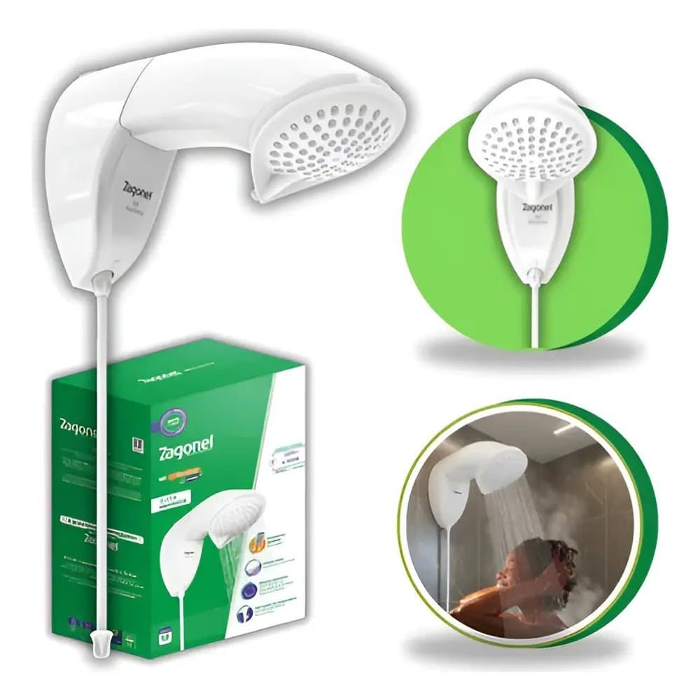 Ducha Eletronica Zagonel ND 7700W 220V Chuveiro Eletrico Banho Quente Temperatura Ajustavel Forte