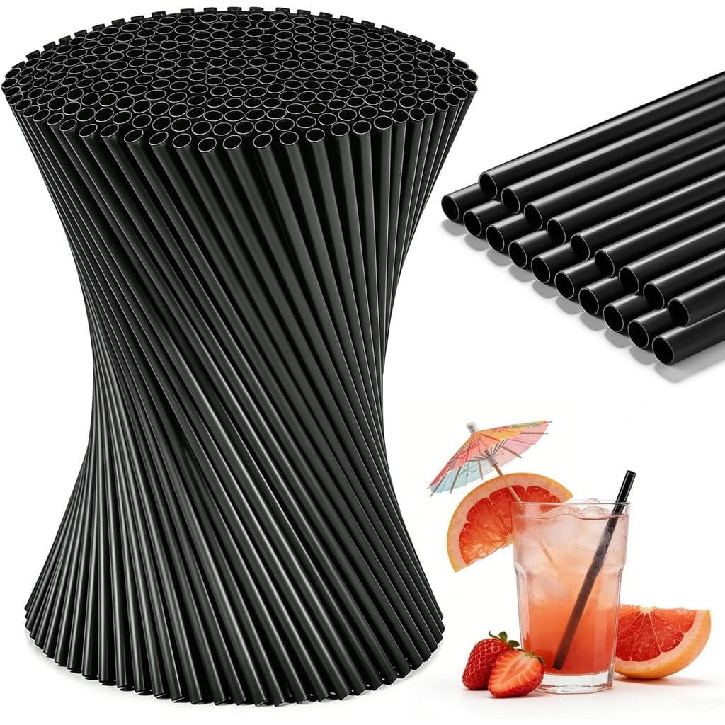 Canudos de Coquetel Pretos de 5,1 Polegadas, 170 Peças, Descartáveis, de Plástico Curto para Café, Chá, Cozinha, Coquete