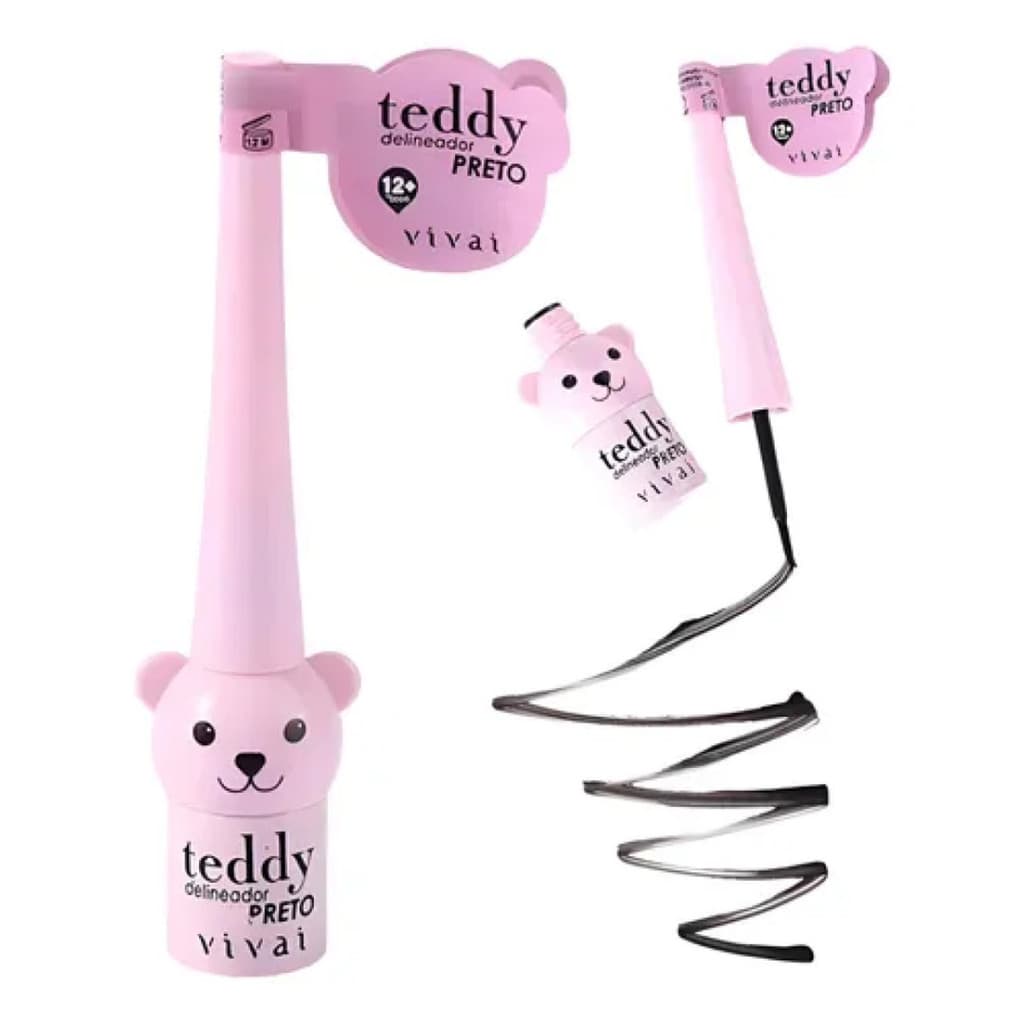 Delineador Líquido Preto Matte Teddy Vivai Longa Duração