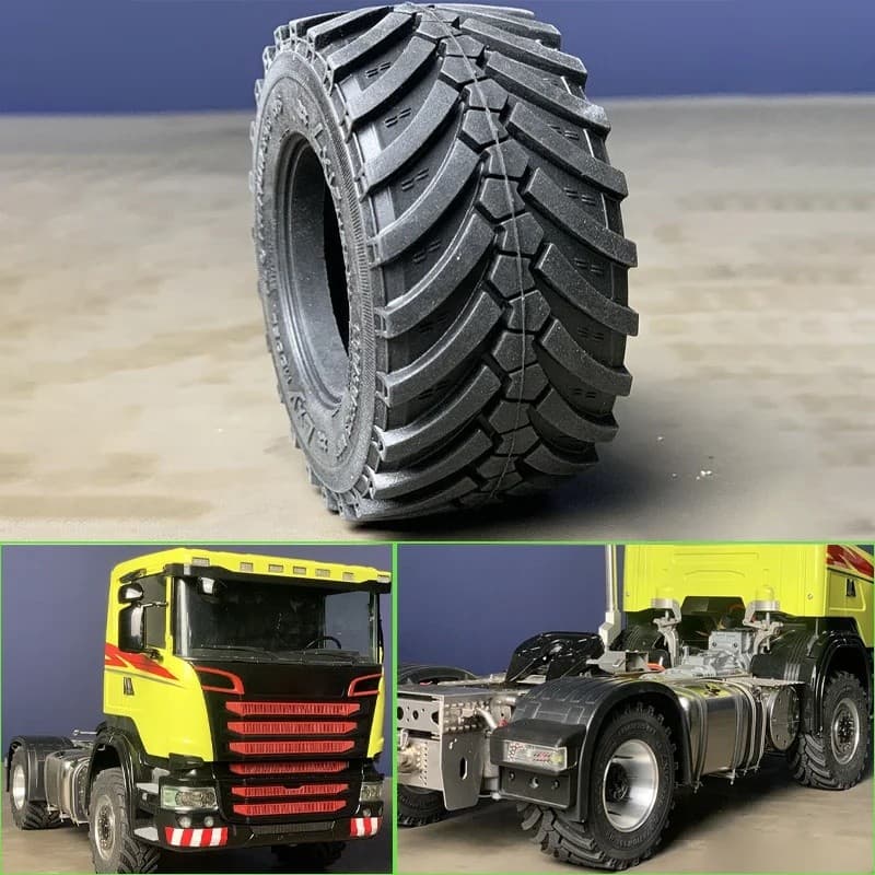 1 : 14a Escala 2 Pçs Simulação Pneus Espinha De Peixe De Cascalho Para Tamiya RC Caminhão SCANIA 770S R620 VOLVO BENZ Ar