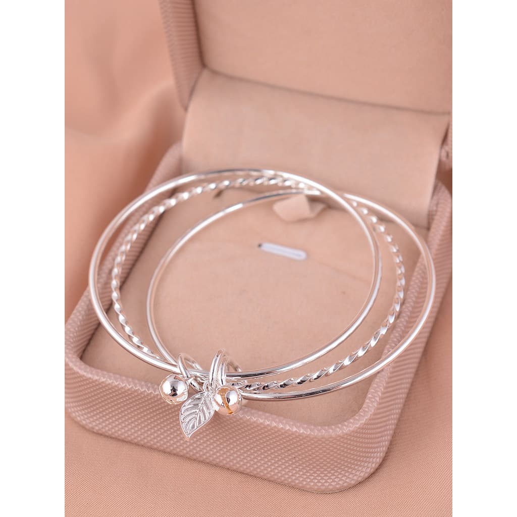 925 prata esterlina Sansheng III pulseira folha três anéis pulseira jovem para amigos presente de aniversário20260804