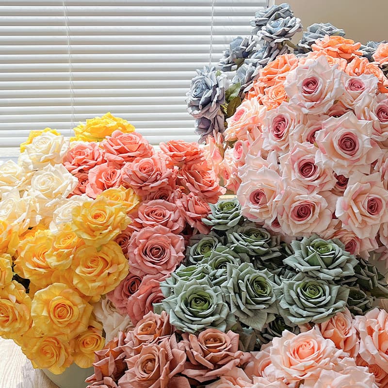 Flores artificiais 7 Cappuccino flores de seda rosas artificiais buquê flores artificiais rosas casamento flores artific