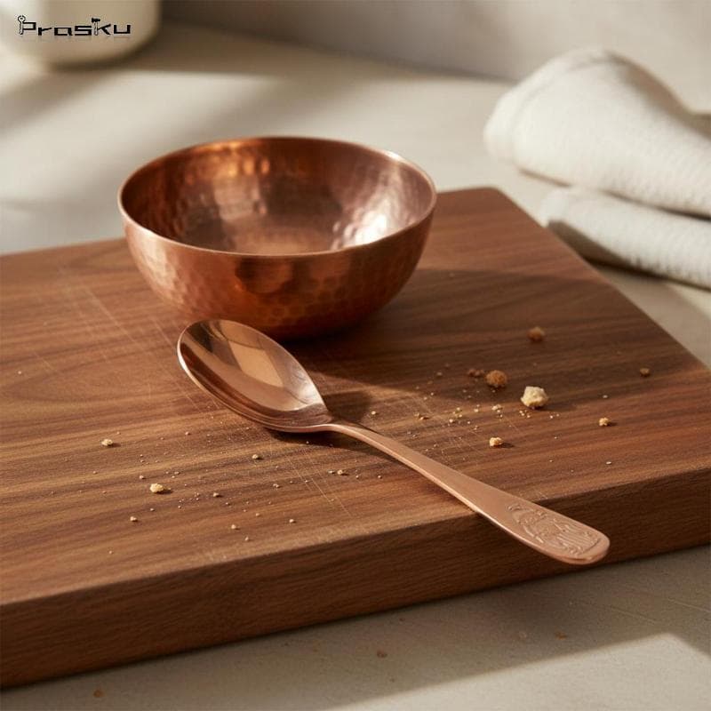 [stdzsw] Talheres De Latão Utensílios De Cobre Reutilizáveis Colher Pauzinhos Tigela Conjunto De Copos Com Cabo