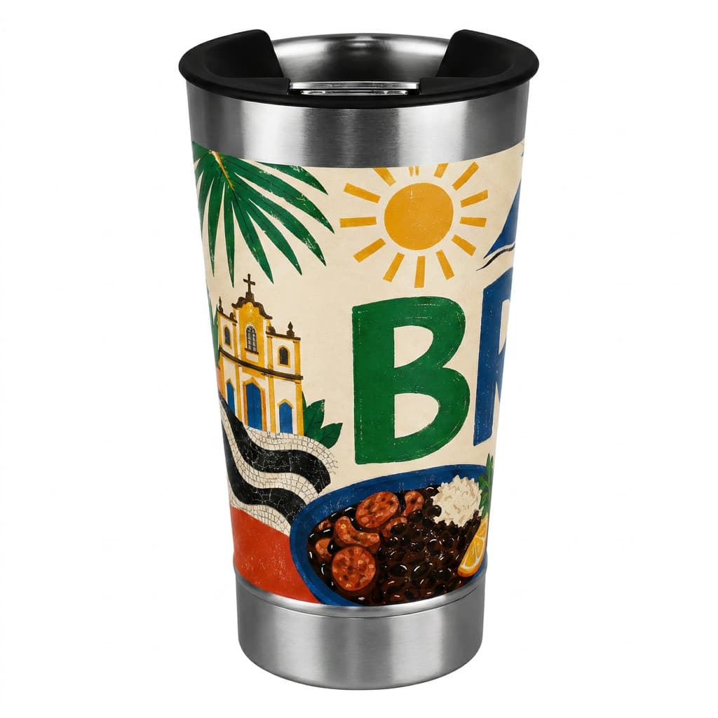 Copo Térmico 473ml Personalizado HD 360º c/ tampa - Brasil