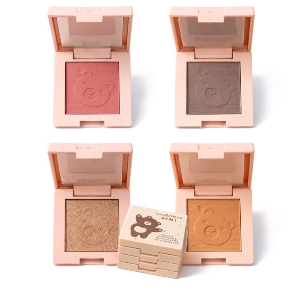 Paleta 4 Em 1 Blush,Contorno,Iluminador,Pó Compact - Cor: 04