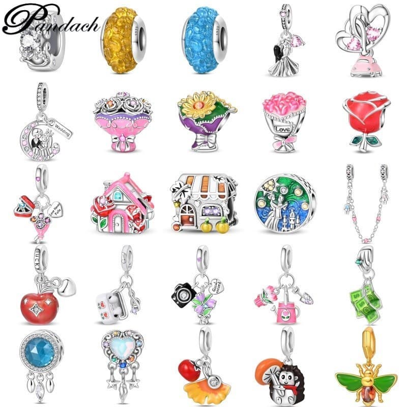 Pulseira original em prata s925, design requintado, charme romântico, compatível com a criação de joias de pulseira DIY