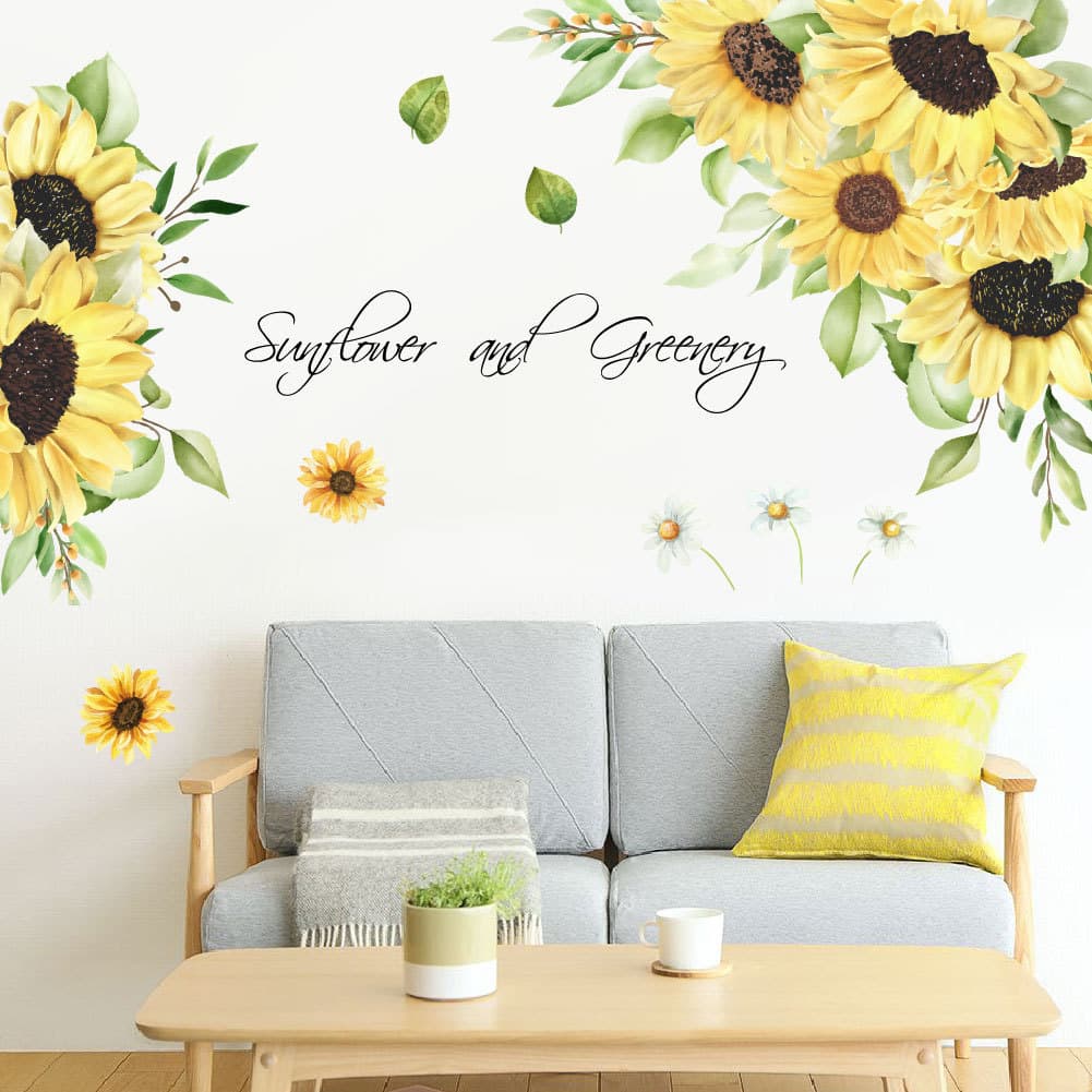 Adesivos de parede girassol adesivos de parede sala de estar sofá fundo adesivos de parede quarto de aut